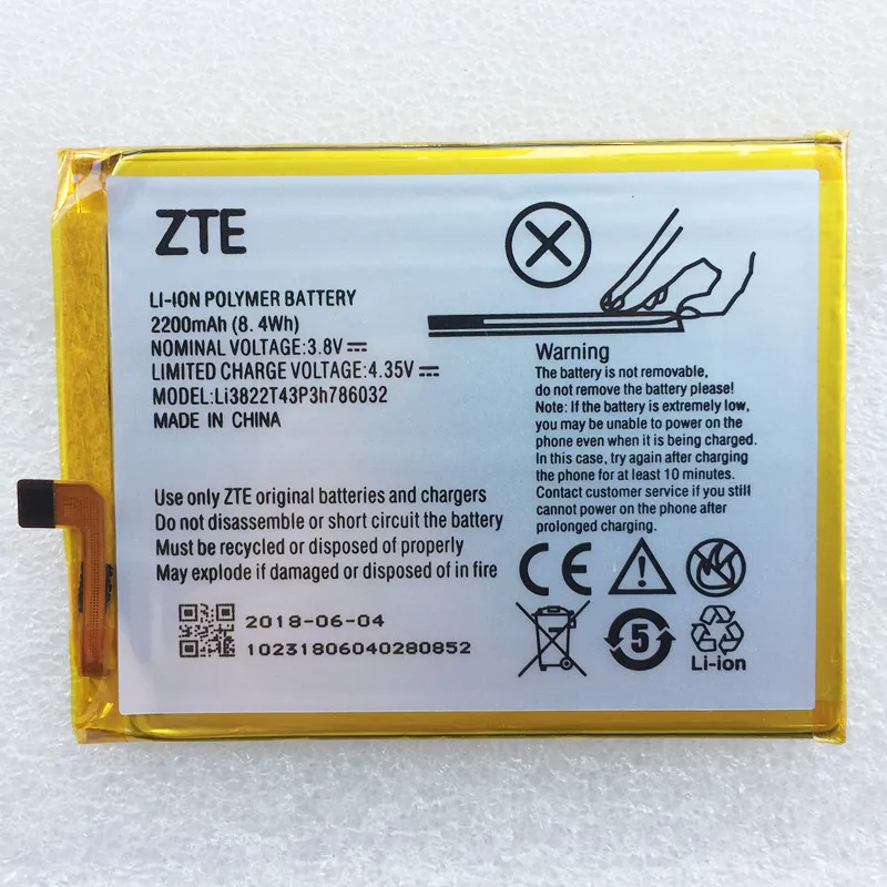 

Новый оригинальный аккумулятор 2200 мАч Li3822T43P3h786032, орбический аккумулятор/ZTE Blade V6 / Blade D6 / Blade X7 Z7 T660 T663