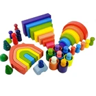 Малыш Маленький Радужный штабелер деревянные игрушки для детей креативные радужные строительные блоки Монтессори обучающая игрушка Детские подарки