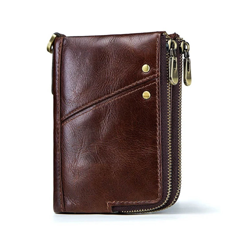 

Men Double Zipper Vertical Wallet RFID Card Holder Checkbook Organizer Purse A69C