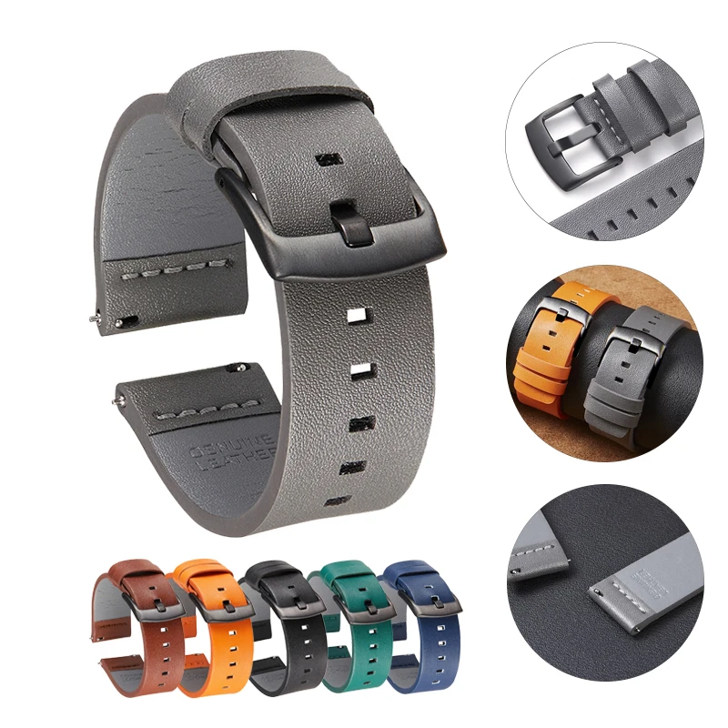 

20mm 22mm Watch Band Quick Release Leather Strap for Samsung Galaxy Watch 3 Active2 40 44mm Huawei Watch Gt 2 WatchBand 18 24mm