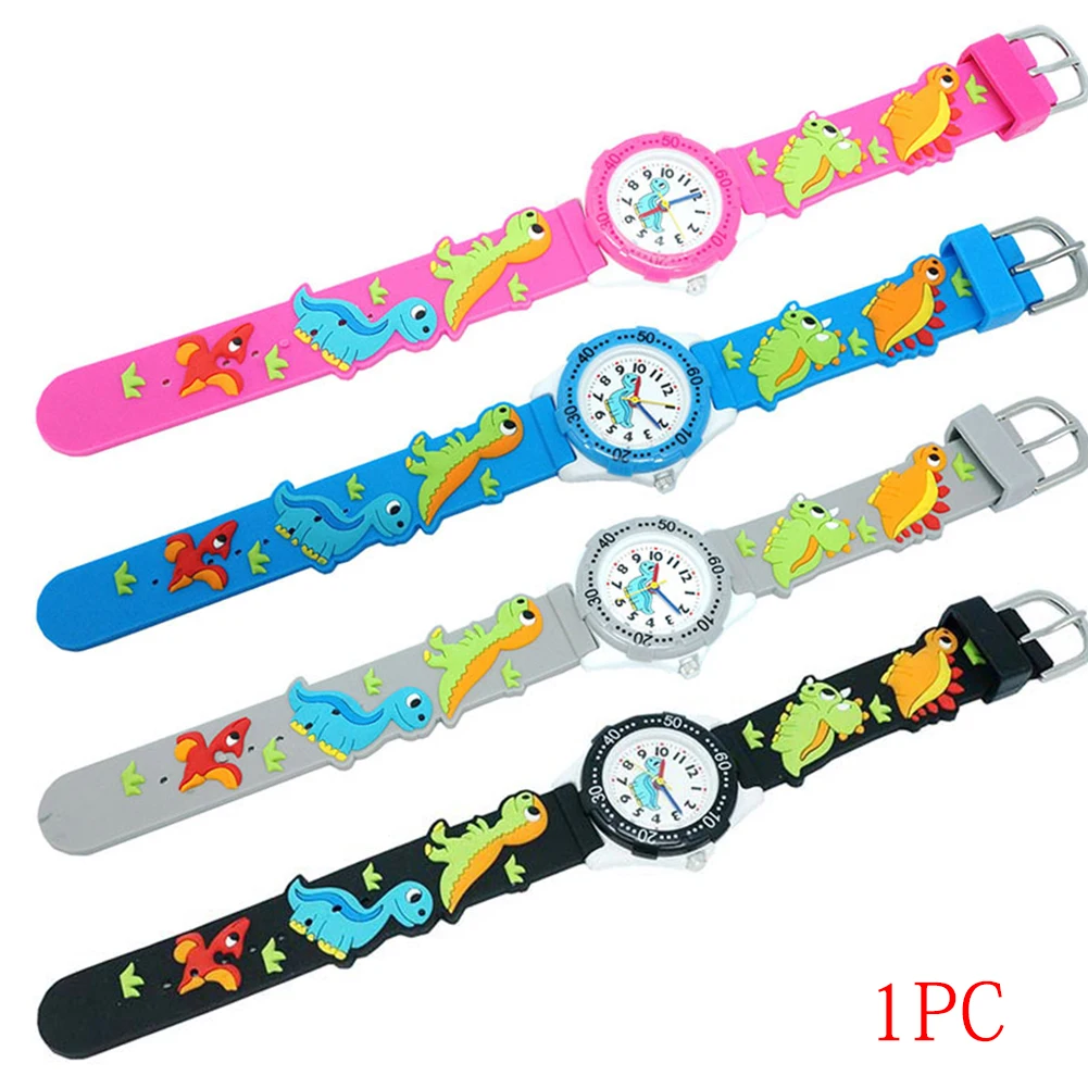 

Sports Quartz Movement Waterproof Casual Dial Analog Fashion Cute Round Dinosaur Pattern Accurate Children Watch