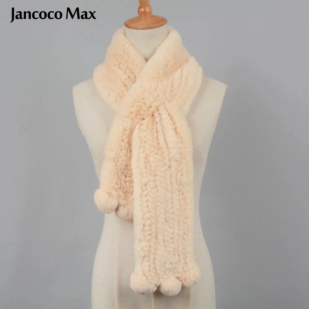Плотный вязаный шарф Jancoco Max Lady из натурального кролика Рекс высококачественные