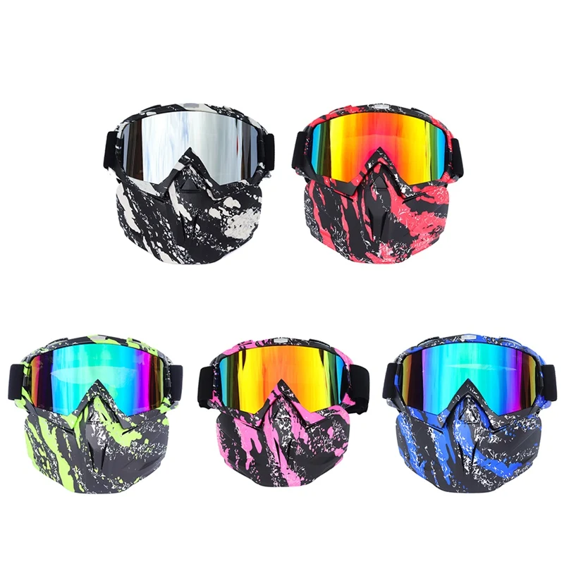 

Cycling Goggles Face Mask Detachable Protective Eyewear Motorcycle Riding Skiing Cool Outdoor Sports Glasses