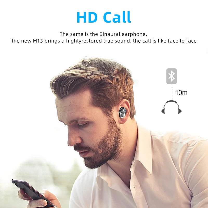 

Bluetooth 5.0 Earphones HiFi Heavy Bass SmartTouch Bliateral Call Headset with Charging Box PUO88