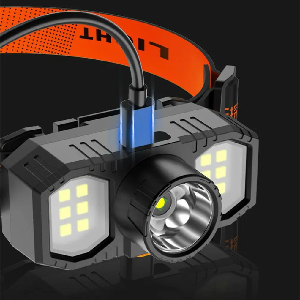 Светодиодный налобный фонарь 3 режима для кемпинга с зарядкой от USB на голову
