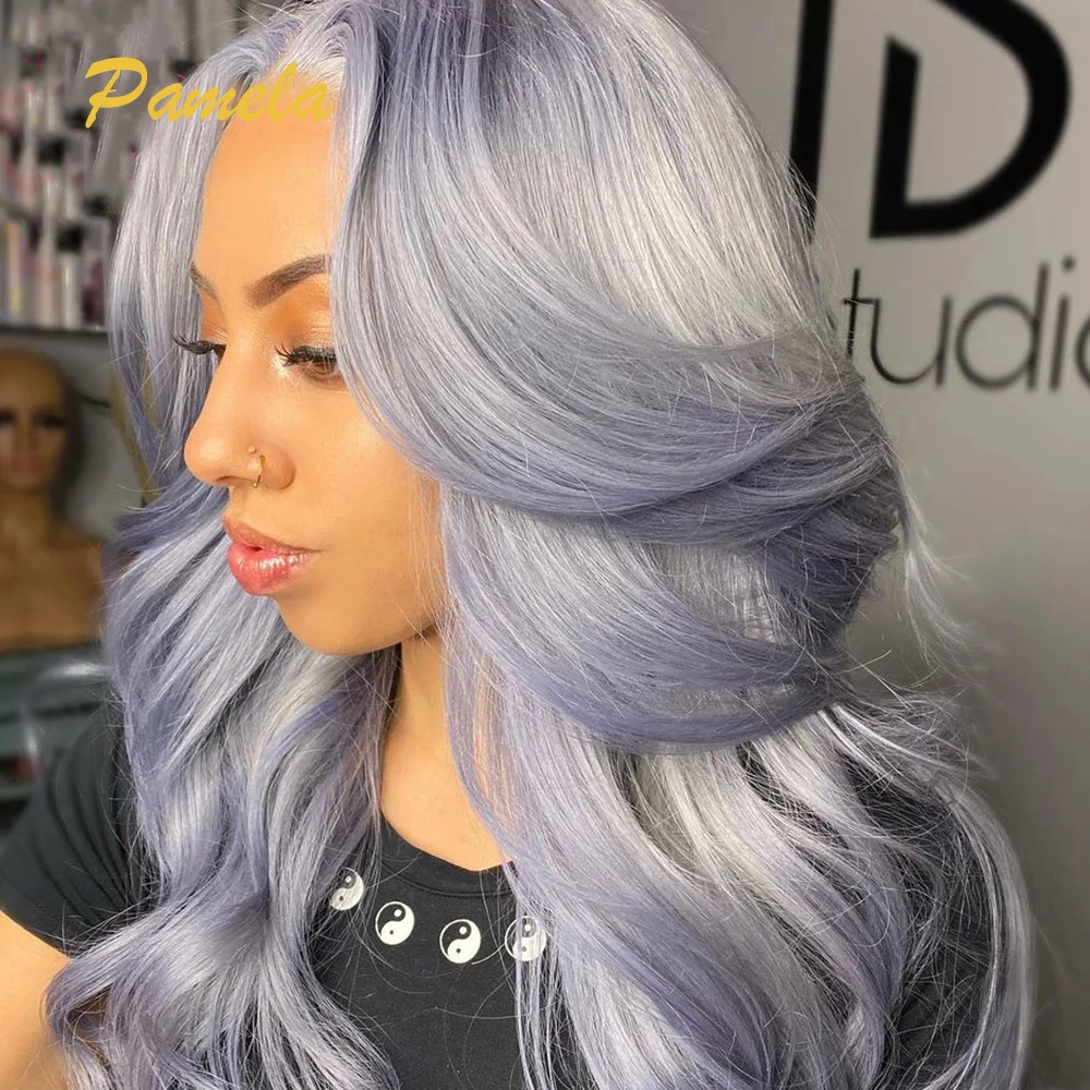 

Gray Human Hair Wig 13x6 T Lace Front Wigs HD Transparent 30 Inch Body Wave Wig For Black Woman Sliver Ash Blonde Human Hair