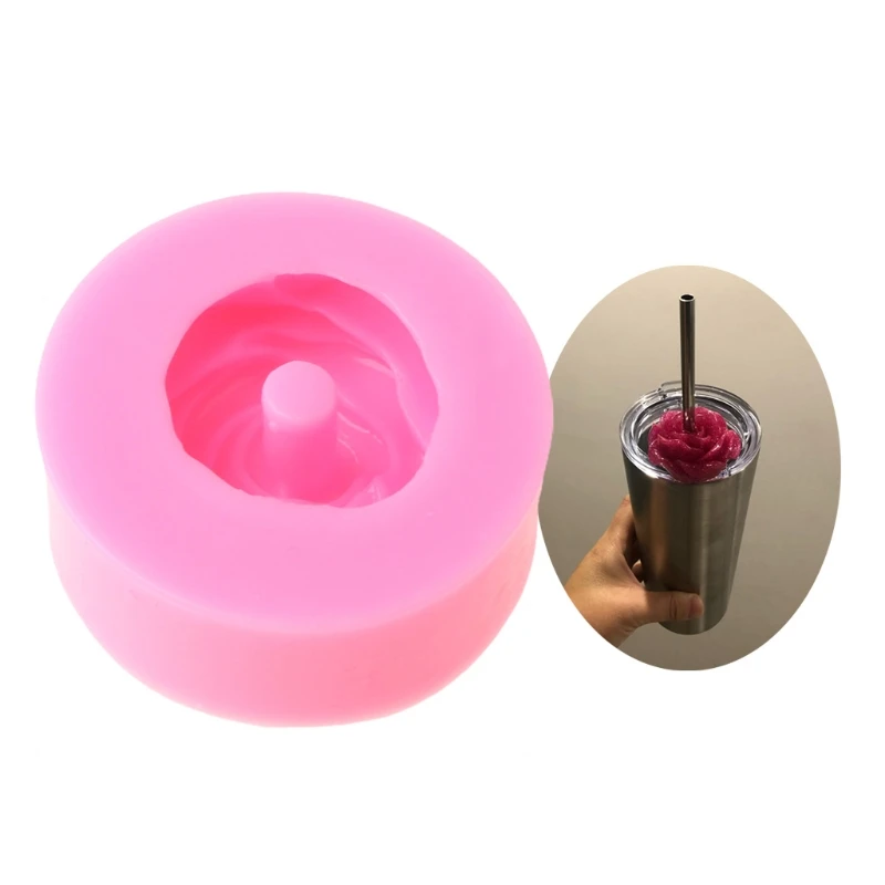 

Shiny Handmade Epoxy Resin Mold Rose Flower Straws Topper Casting Silicone Mould DIY Crafts Jewelry Making Tool