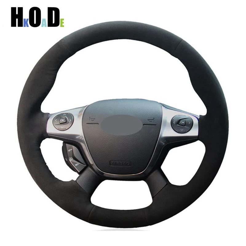 Чехол рулевого колеса автомобиля для Ford KUGA Escape 2013 2016 Focus 3 2011 2014 C MAX 2018 Transit черная