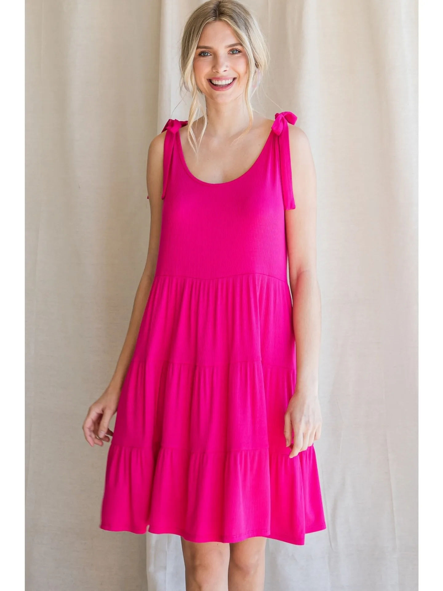 

Sling Dress Women Summer Sexy Fahsion Solid Color Bow Tie A-line Knitted Big Swing Mini Dress Lugentolo