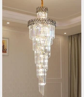 Modern Golden K9 Crystal Chandelier D60cm H180cm LED Hotel Hall Living Room Staircase Hanging Pendant Lamp European Big Lighting