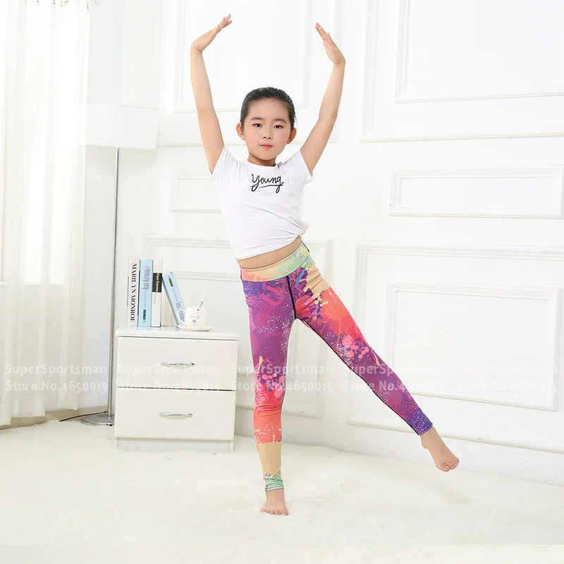 Детские радужные штаны для бега йоги маленьких девочек и мальчиков спортивные
