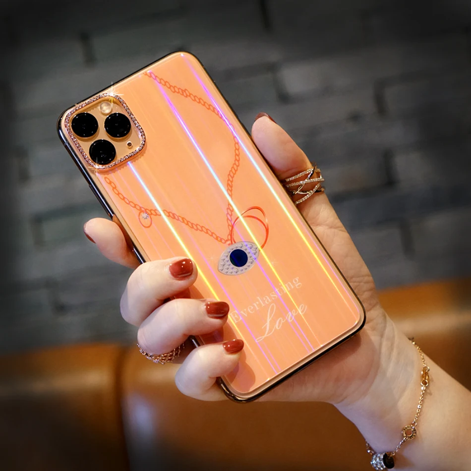 Защитное стекло для iPhone 11 Pro XS Max XR SE 8 7 6S Plus закаленное блестящее с кольцом Стразы