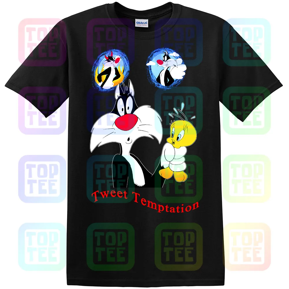 Винтаж Looney ttes 1998 один размер подходит для большинства Сильвестр Твити птица рубашка черный