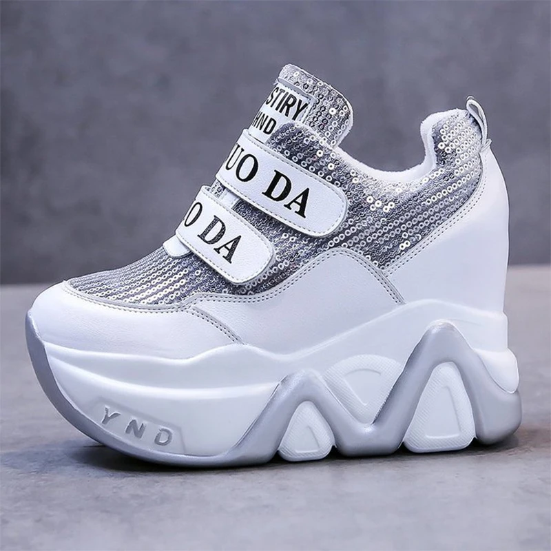 

Wedges Shoes For Women 2021 Spring Fashion Platform Casual Vulcanized Shoes Woman Brand Chunky 10cm High Sneakers Ladies Black