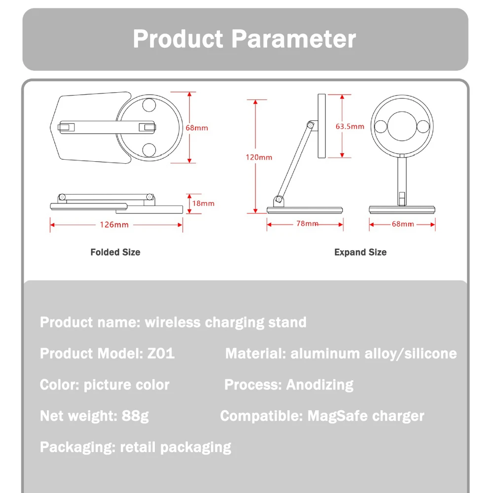 

Magnetic Phone Stand Holder For iPhone 12 12Pro Max 12Mini Magsafe Charger Wireless Charging Pad Desktop Phone Holders Bracket