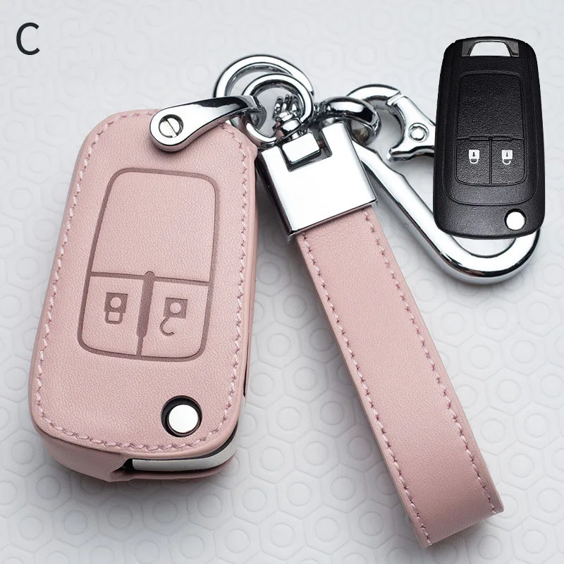 

Leather Car Key Case Full Cover For Buick Chevrolet Cruze Opel Vauxhall Insignia Mokka Encore Auto Fold Key Shell Protection