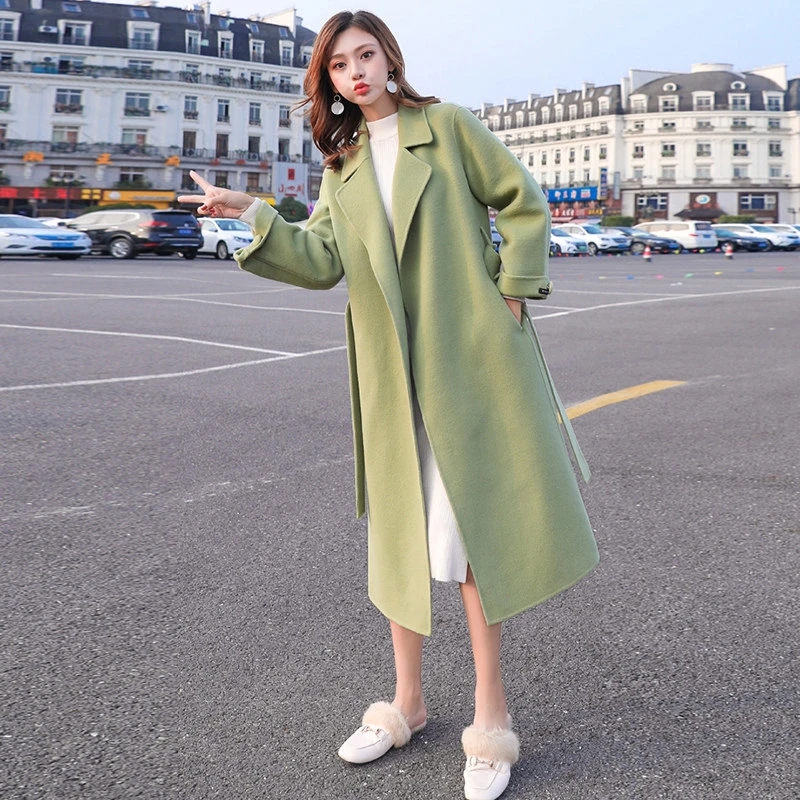 2020 Осень Зима длинное шерстяное пальто женская верхняя одежда корейская Новинка