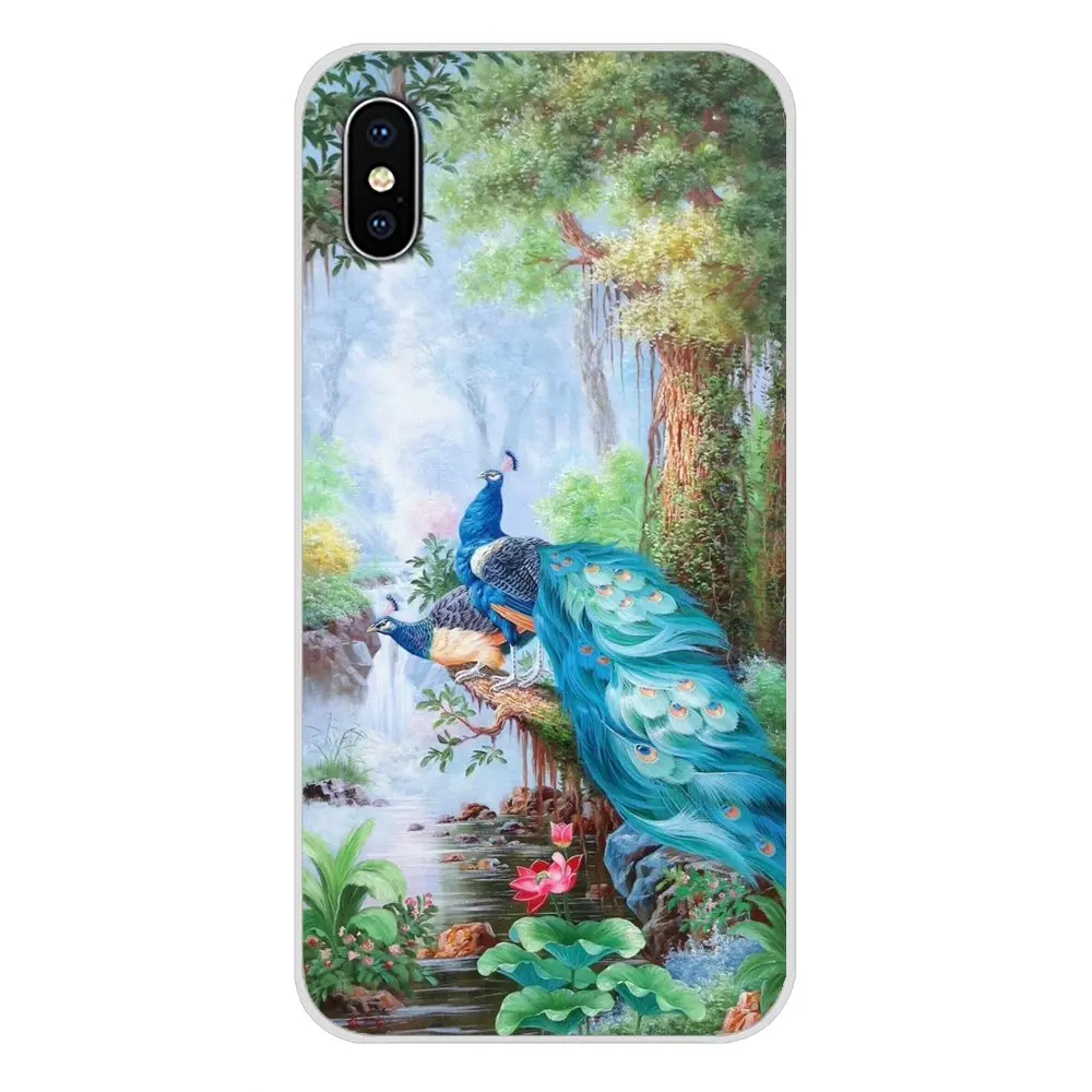 Аксессуары для телефона Чехлы акварель Павлин Apple iPhone X XR XS 11Pro MAX 4S 5S 5C SE 6S 7 8 Plus ipod 5 6