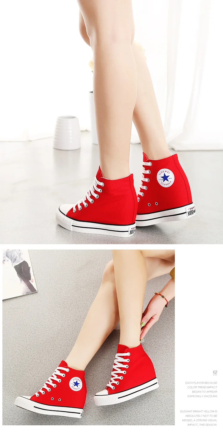 Increase inside 8 centimeters canvas shoe, basic paragraph recreational shoe, student shoe, autumn is new