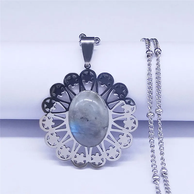 Цветок жизни из нержавеющей стали флэш камень шарма ожерелья для женщин