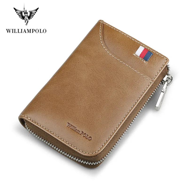 Мужские кошельки Визитницы Williampolo тонкие мягкие мини из воловьей кожи с масляным