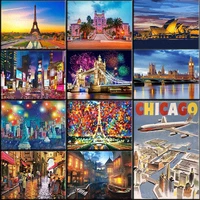 world famous landmark architecture picture scenery paintings by numbers city decorative canvas paintings 4050cm wall decor