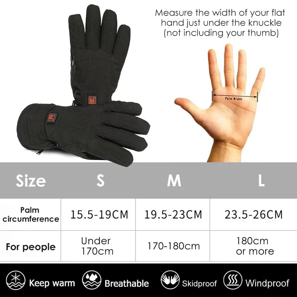 

7.4V Battery Electric Heated Gloves With 3 Temperature Settings For Men Women Outdoor Skiing Cycling Motorcycle Scooter US Plugs