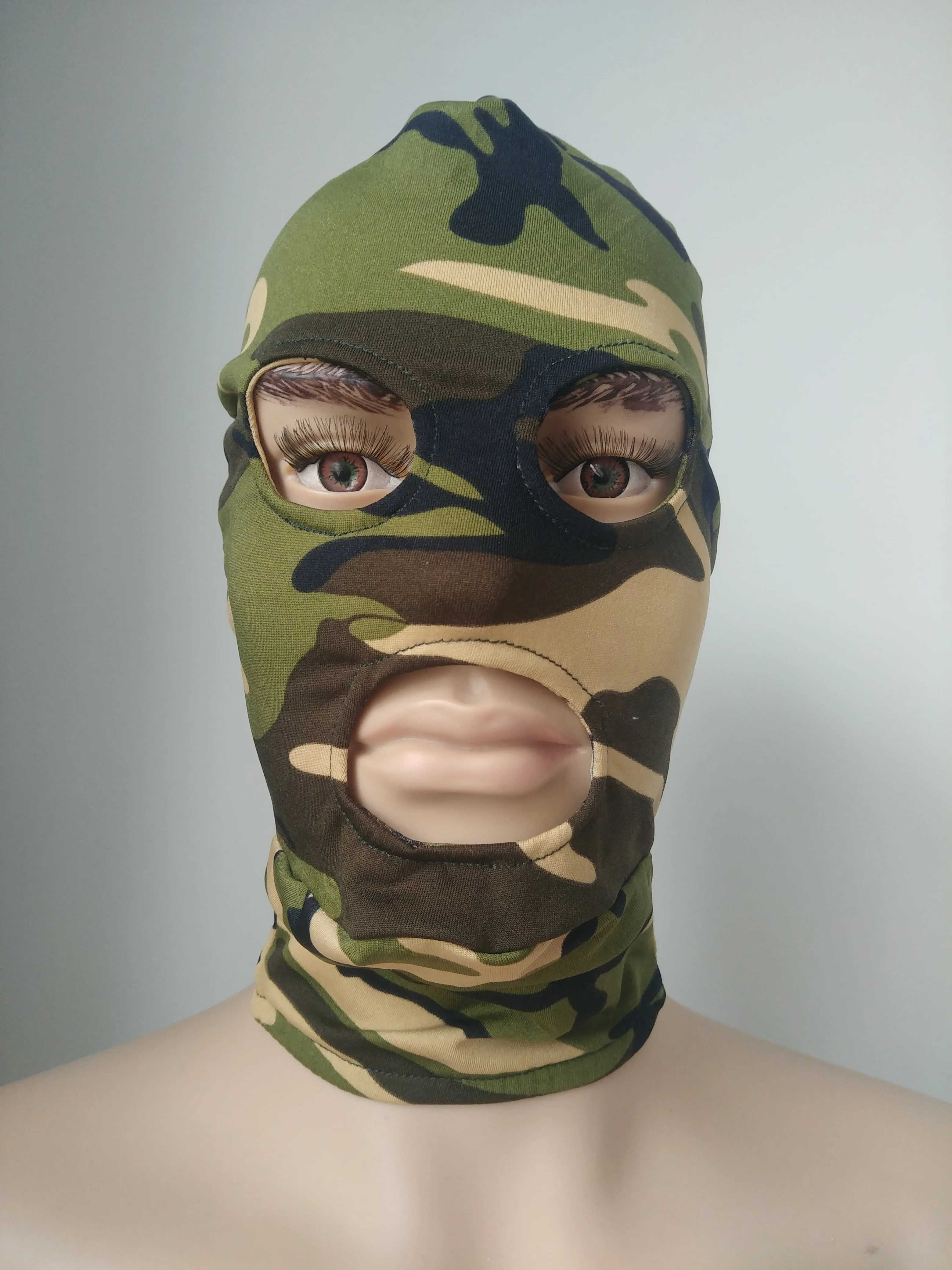 

camouflage camo green Adult unisex Zentai Costumes Party Accessories Halloween Masks Cosplay spandex Mask open eyes mouth