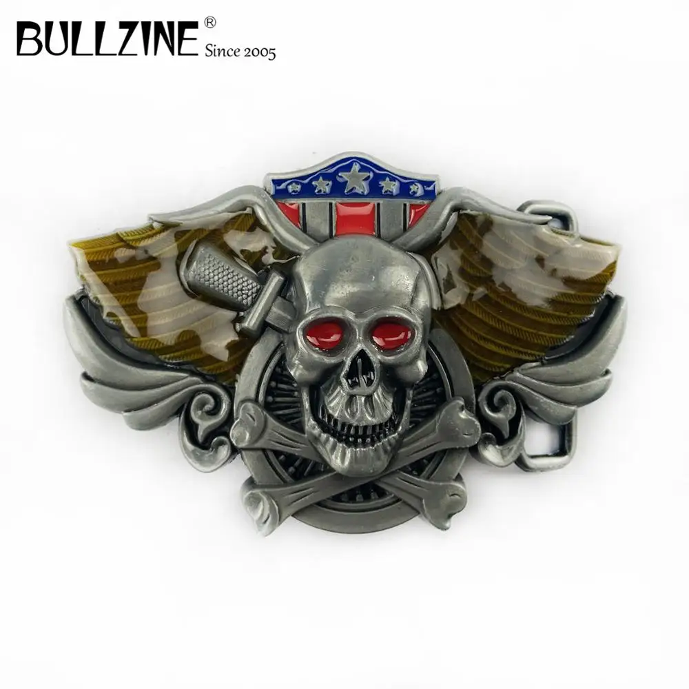 В Bullzine череп пряжки ремня с оловянной отделкой и цвет эмаль FP-03144 подходит для