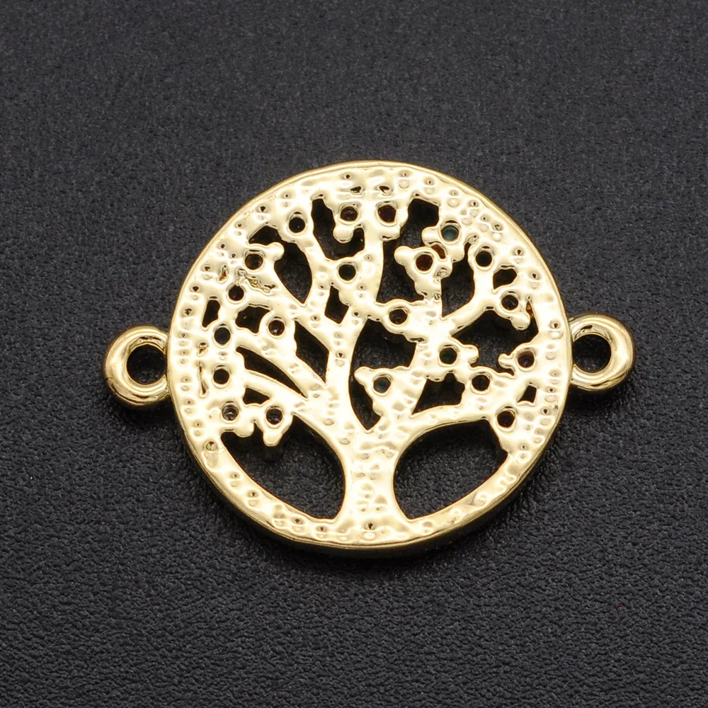 

Copper Micro-inlaid Zircon Tree of Life DIY Jewelry Double Circle Bracelet Necklace Connection Accessory Tree of Life Pendant