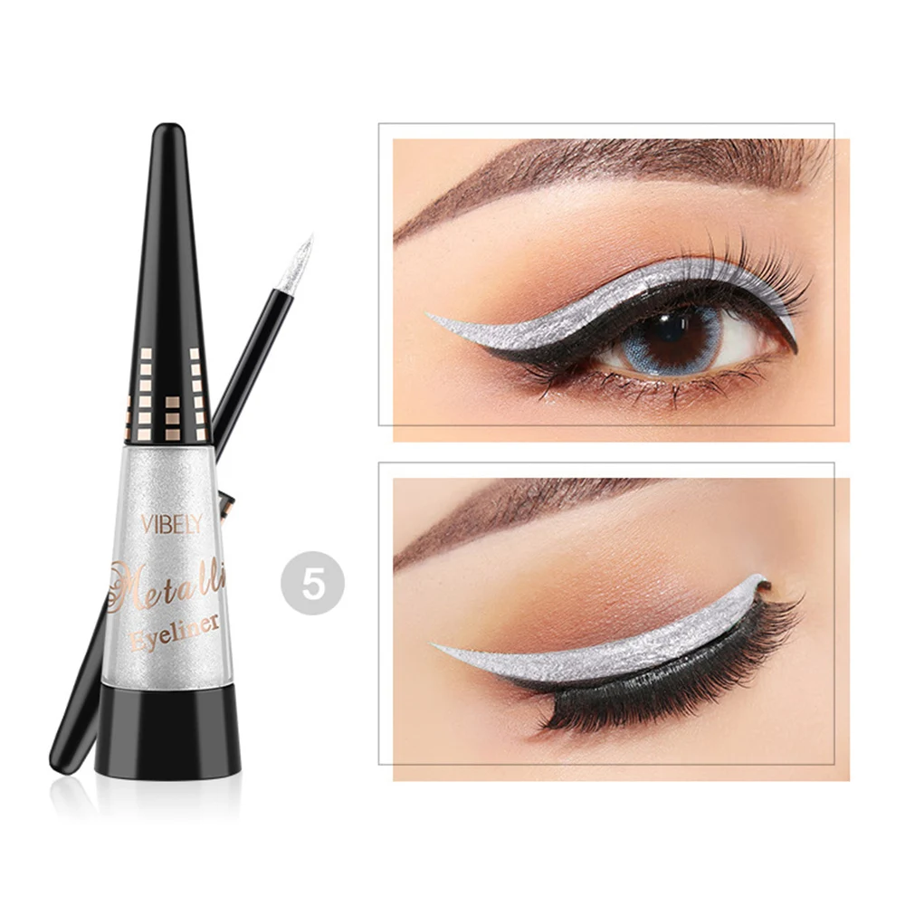 Жидкая подводка для глаз 6 цветов золотистая и красная блестящие водостойкие