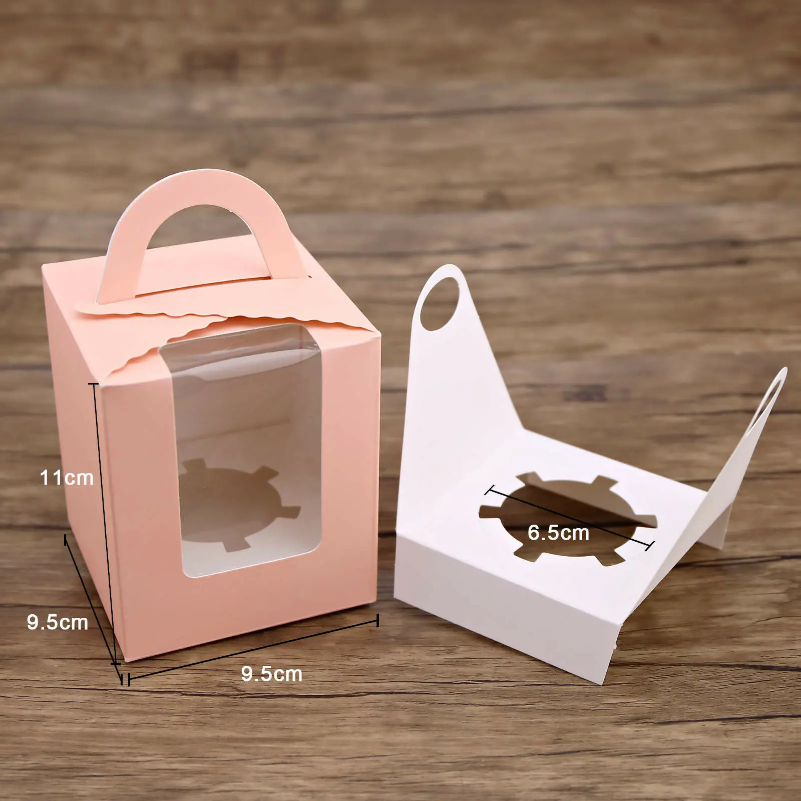 20 шт. бумажная коробка для кексов с окном свадебной вечеринки Розовый венок крафт