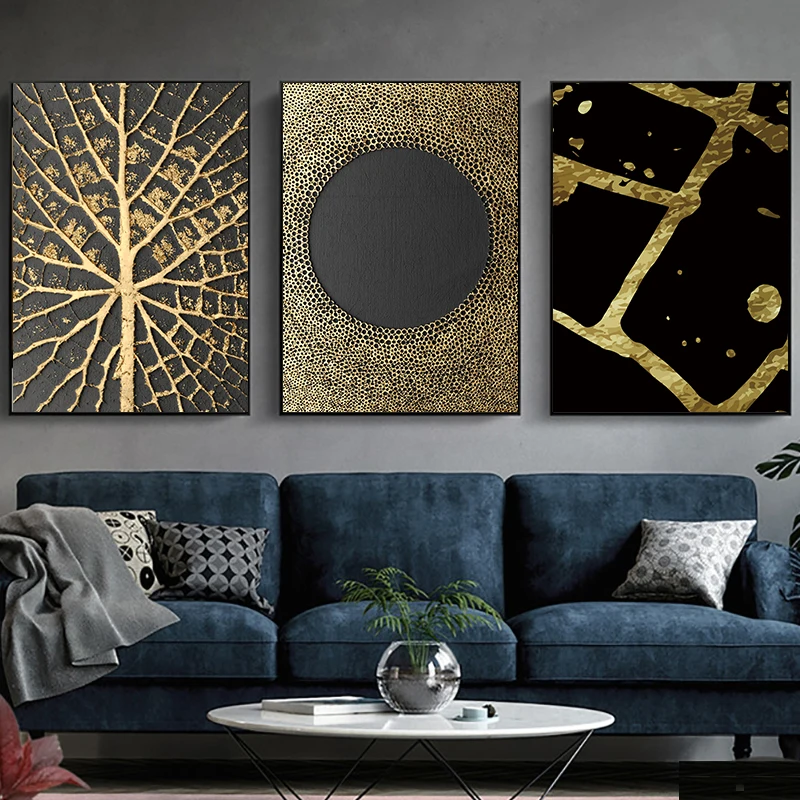 

Interior Paintings Golden Abstract Butterfly Water Ripple Wall Art Canvas Painting Poster Print Picture For Living Room Decor