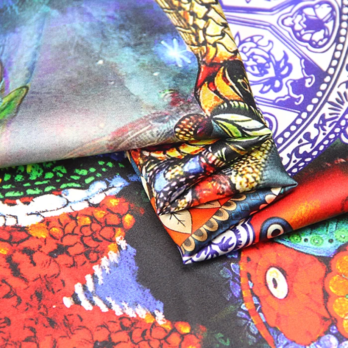 

PRINTED SILK STRETCH SATIN 118cm width 19momme 100% Silk Fabric For Women Summer Dress Positioning Printing MOQ 1.1M