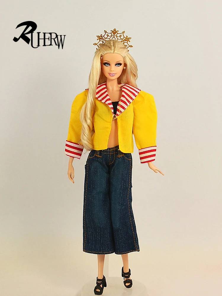 Комплект одежды для куклы Барби блузка брюки платье шорты юбка 10 туфель набор