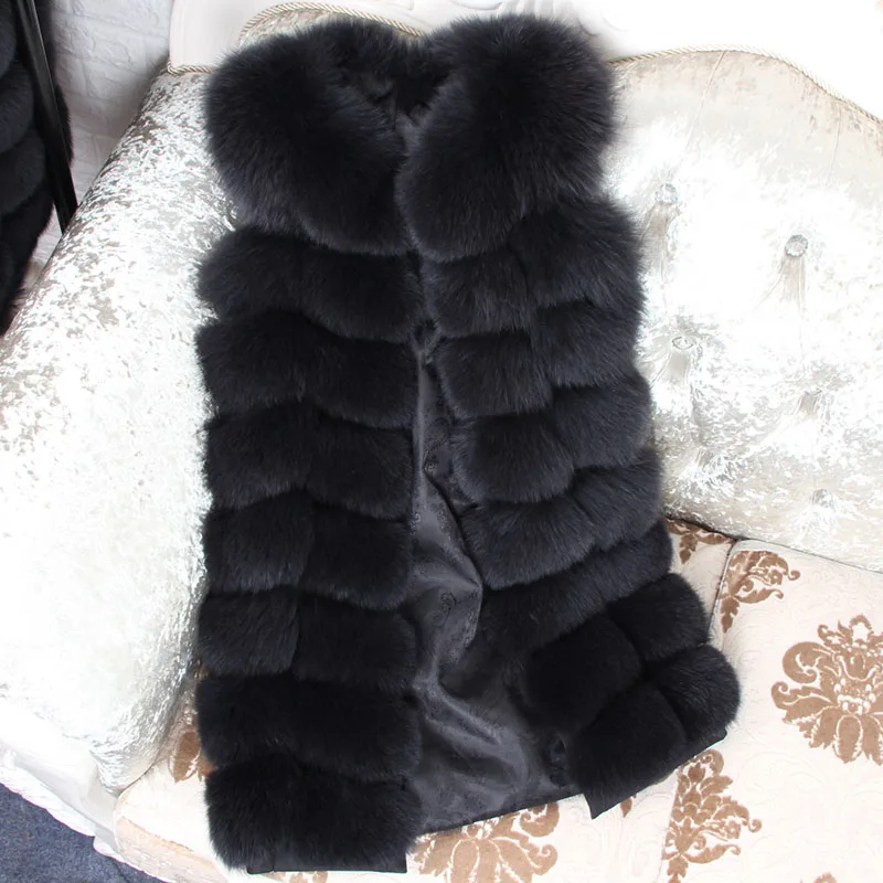 2 OFTBUY новая весенняя зимняя куртка женская длинная жилетка из натурального Лисьего меха без рукавов пальто с v-образным вырезом Толстая теплая уличная Верхняя одежда Повседневная - Цвет: 2