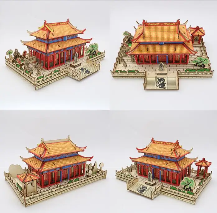 Деревянная 3D модель здания игрушка-пазл деревянный набор для строительства