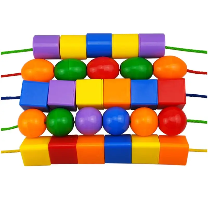 

50pcs Beads Toys Geometric figurebeads Stringing Threading Beads Game Education Toy for Baby Kids Children Crafts Beads Toy
