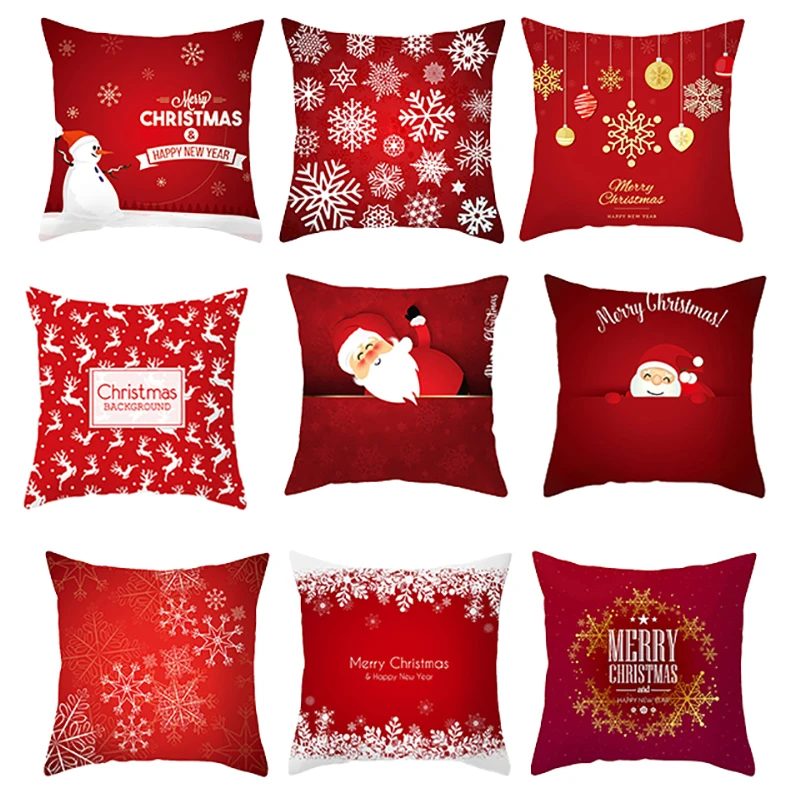 45x45cm Santa Claus Snowman Cushion Cover Almofadas Pattern Home Decorative New Year Christmas Printed Throw Pillowcase Cojines | Дом и сад