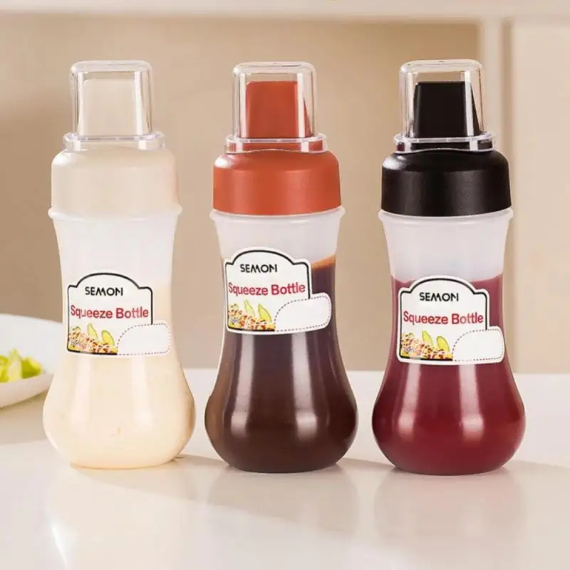 

350ml Squeeze Bottle Dust-proof Cover 5-hole Scale Plastic Condiment Bottle Salad Tomato Sauce Jam Seasoning Liquid Dispenser