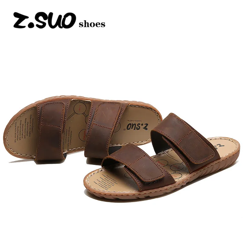 

Summer 2021 new men's leather sandal outdoor topcoat cowhide non-slip British sports casual shoes for men