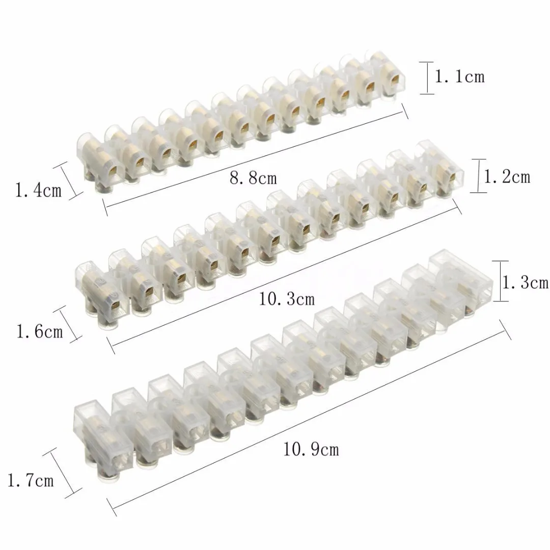 

3pcs 12 Way Barrier Screw Terminal Block Wire Connector Strip 3A 5A 10Amp For Electrical Wiring Household Use