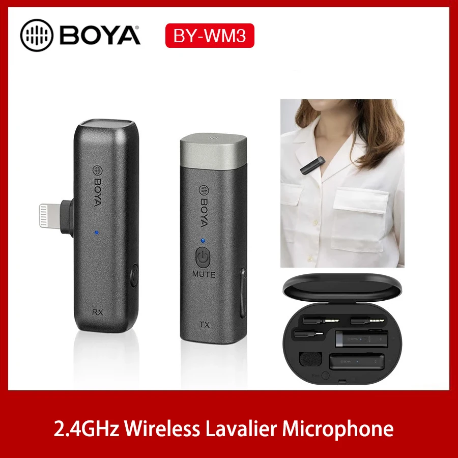BOYA BY WM3 2 4G беспроводной мини микрофон для iPhone Lightning Android Type C 3 5 мм смартфон DSLR
