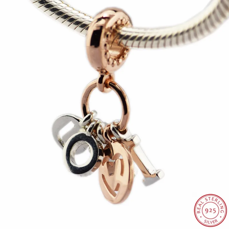 Золотое ожерелье MANDY I Love You With CZ Rosa подвески сделай сам серебро 925 пробы