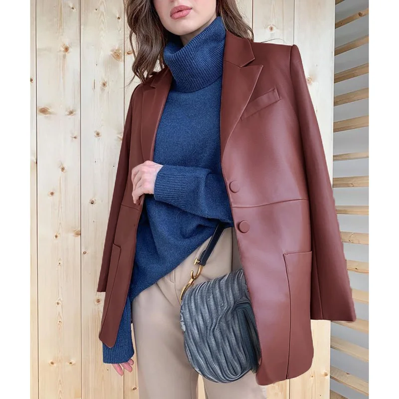 

Fandy Lokar Front Buttons Blazers Women Fashion Spring Office Lady Jackets Women Elegant Simple Notched Long Suits Female Ladies