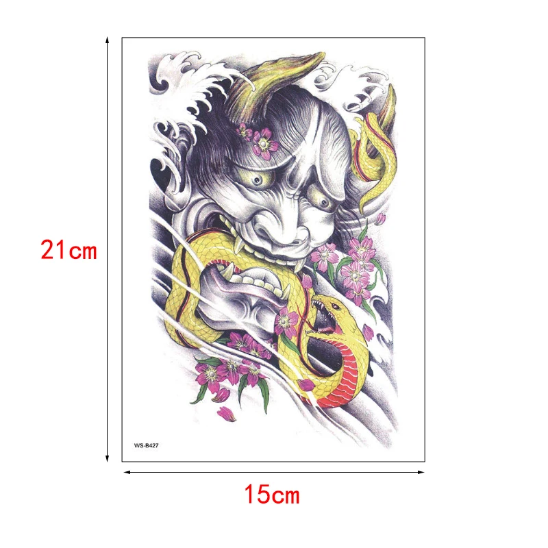 Half Flower Arm Tattoo Body Art Sticker Demon Maple Leaf Lotus Snake Design for Woman Man Waterproof Temporary DIY | Красота и