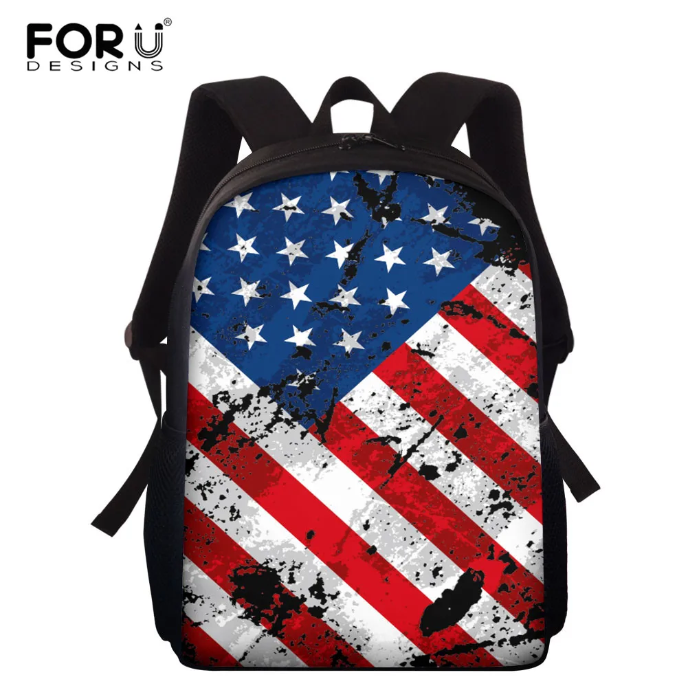 

Рюкзак FORUDESIGNS с американским флагом для мальчиков, повседневные дорожные сумки с мягкой спинкой для начальной школы, холщовые сумки через п...