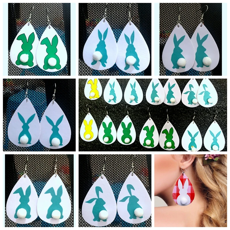 

Пасхальные серьги Happy DIY в виде кролика, каплевидные серьги из искусственной кожи