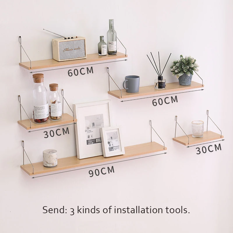 

Wall Space Punch-free Wooden Storage Rack Mounted Floating Shelve Vase Flower Pot Indoor Outdoor Home Decor Bookshelf Decoration