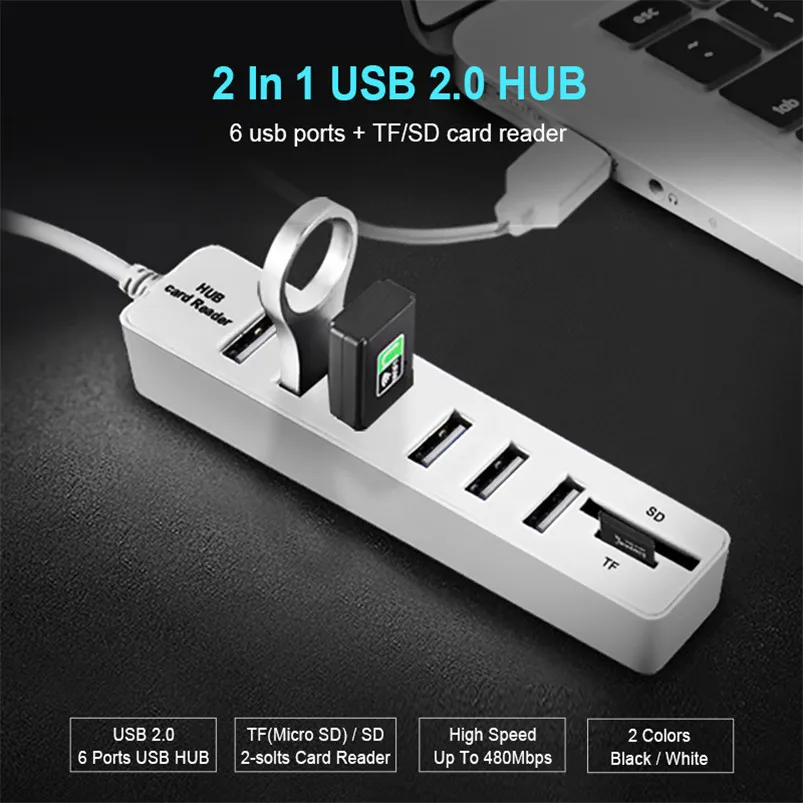 USB-разветвитель usb-хаб 3 0 с / 6 портами USB 2 и устройство считывания карт Micro TF/SD